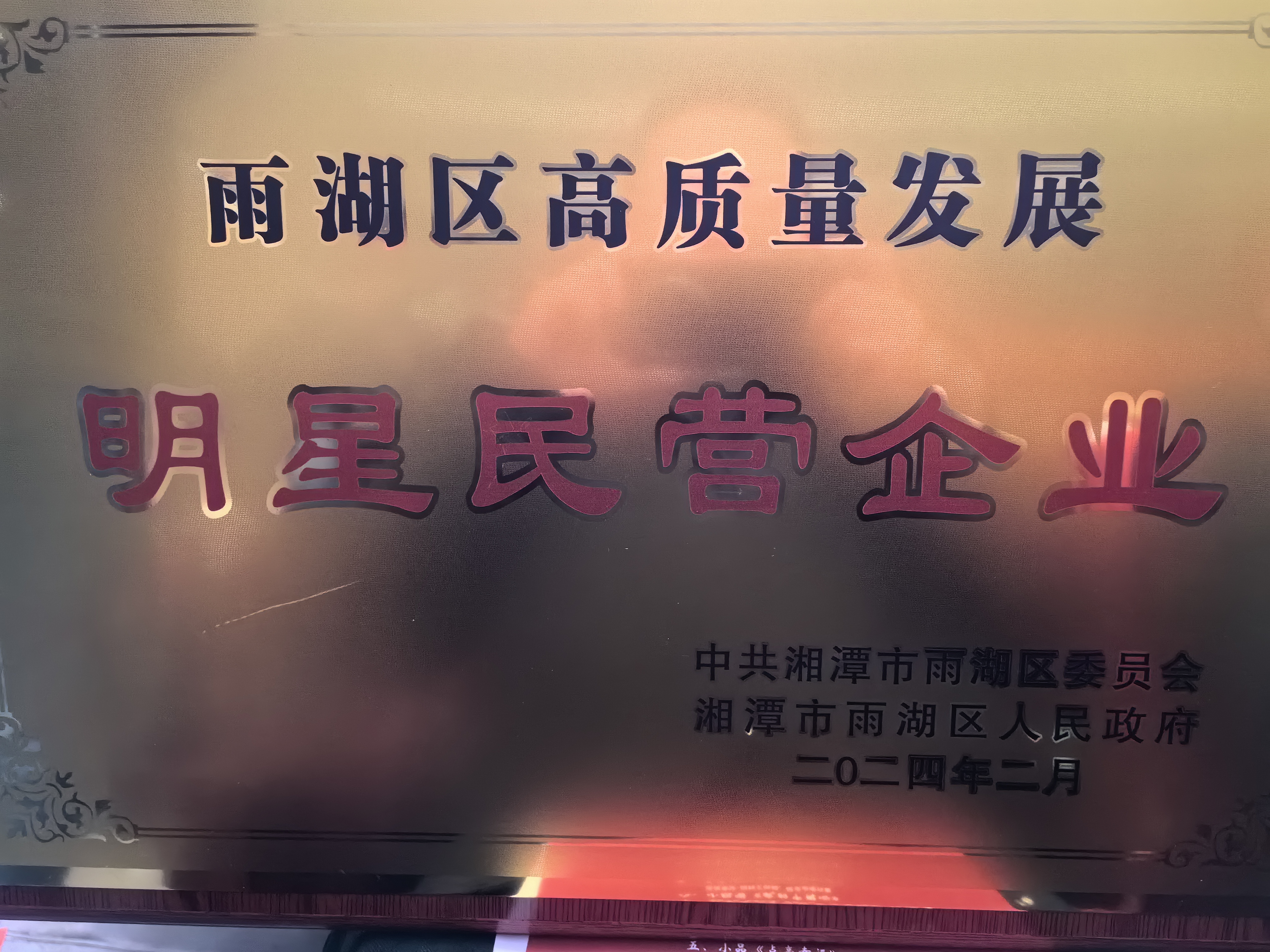 广发手机登录入口荣获“雨湖区高质量发展明星民营企业”称号